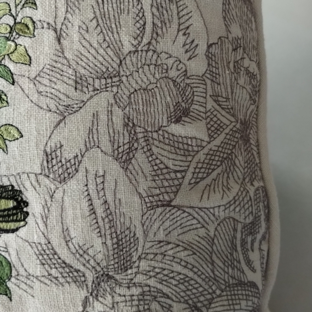 Embroidered Birds & Floral Accent Pillow Cream Cottagecore Shabby Chic Nature - Picture 5 of 10